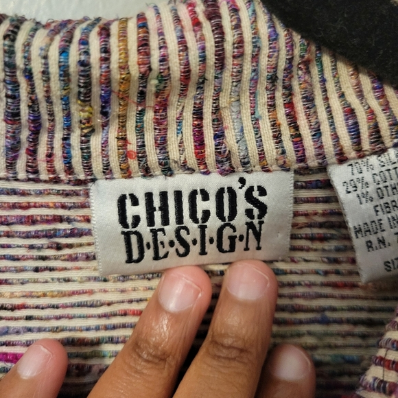 Chico's Women's Vintage Beaded Multi Colored Silk Cotton Jacket. Size L - Picture 6 of 7